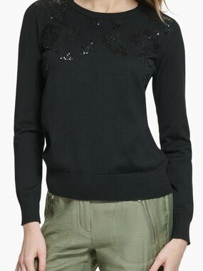 DKNY 🫶 Leopard Sequin Long Sleeve Sweater